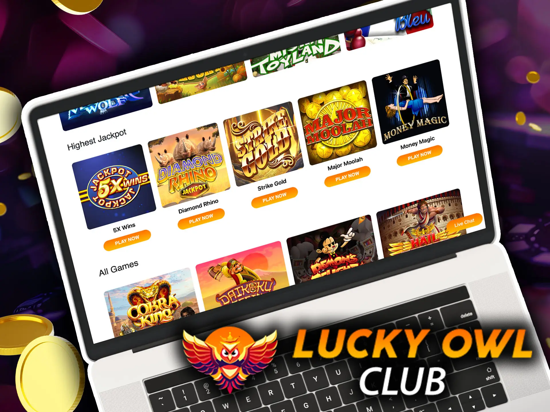 Jackpot Titles at Lucky Owl test your luck for massive wins.